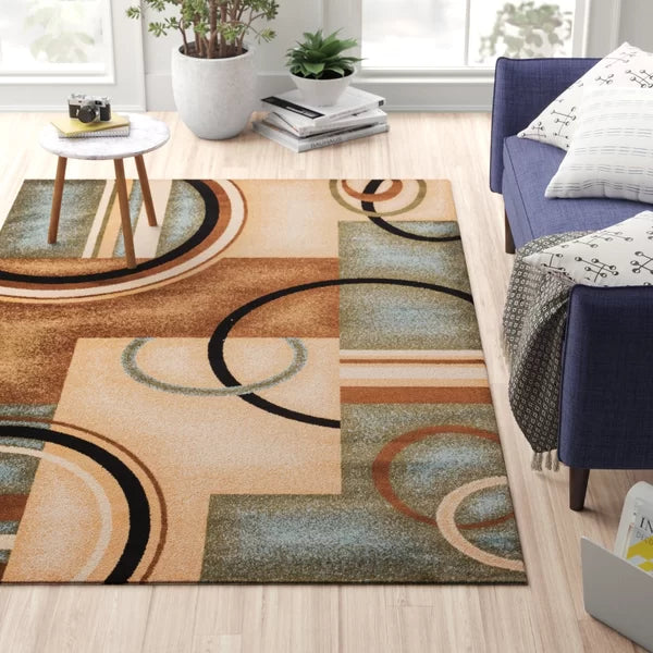 Abbie Abstract Area Rug in Light Blue rectangle 6'7"x9'6"