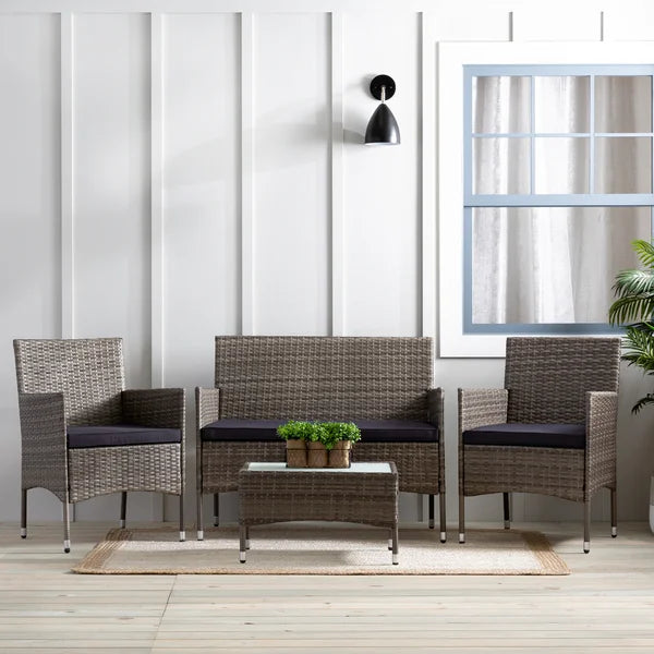 Abbondanzio Wicker/Rattan 4 - Person Seating Group with Cushions