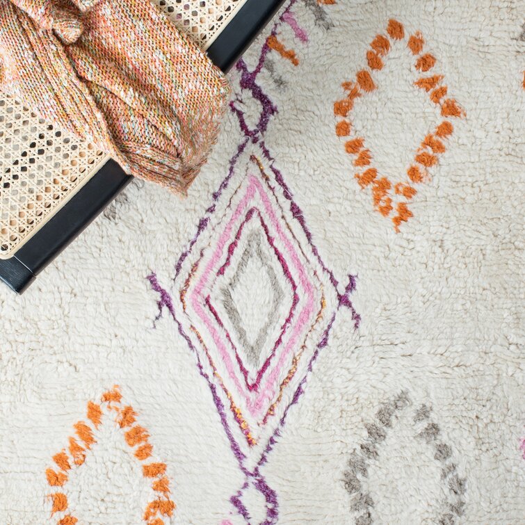 Abbott Handmade Tufted Wool Orange/Gray/Ivory Rug  Rectangle 5' x 8'