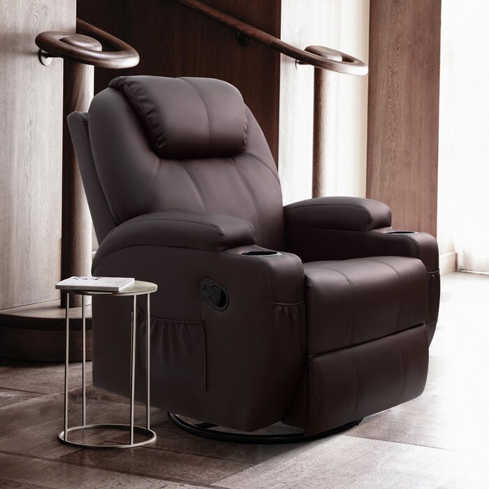 Abbotts 20.5" Manual Recliner, Brown Faux Leather (#K2412)
