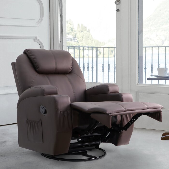 Abbotts 20.5" Manual Recliner, Brown Faux Leather (#K2412)
