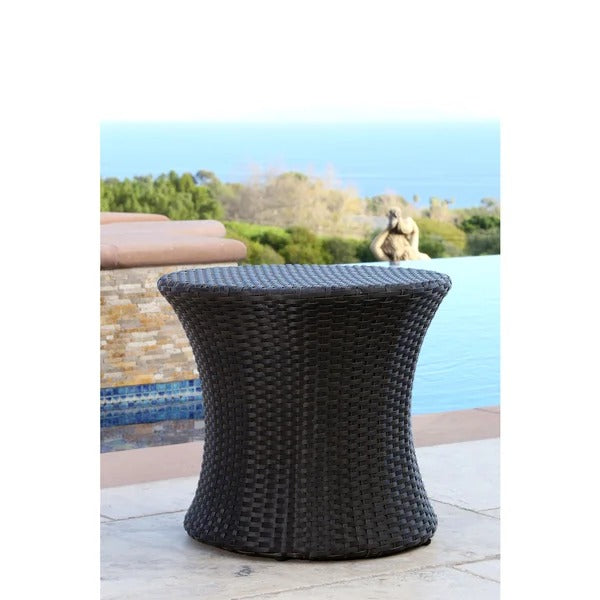ABBYSON LIVING Newport Outdoor Espresso Brown Wicker End Table