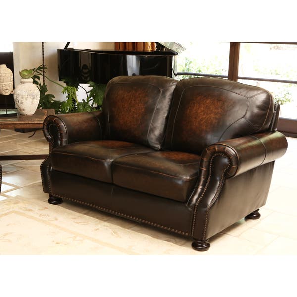 Abbyson Saticoy Hand Rubbed Leather Loveseat TTR430