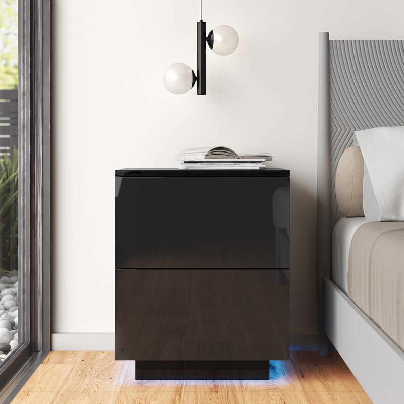 Black Abdiel 21.6'' Tall 2 - Drawer Nightstand *AS-IS*
