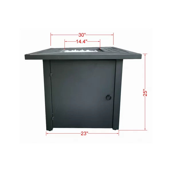Abeale 25'' H x 30'' W Steel Propane Outdoor Fire Pit Table with Lid