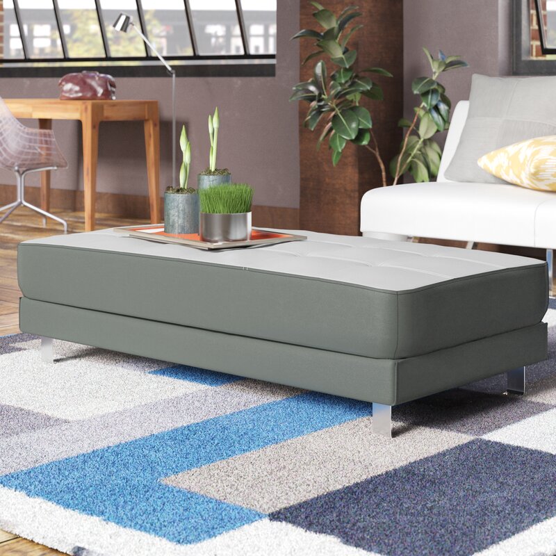 Abhinaya 57'' Wide Faux Leather Tufted Rectangle Cocktail Ottoman KB1285-A5-B2-P1