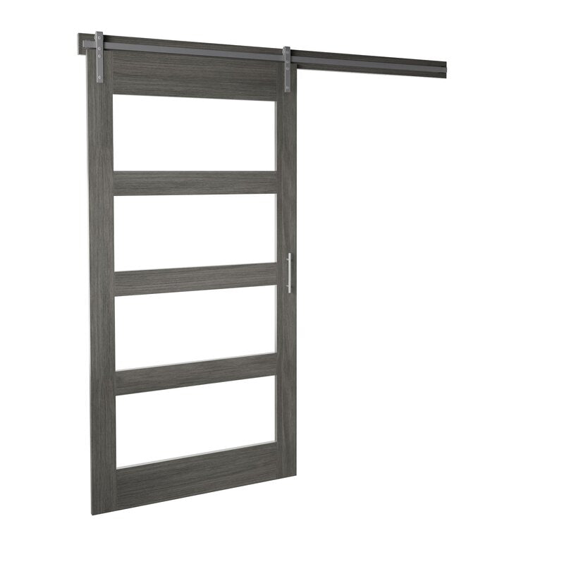 Abhisekh Glass 42” Wood Barn Door with Installation Hardware Kit