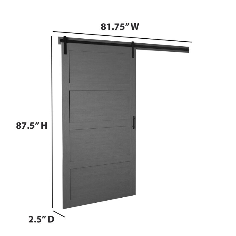 Abhishek Paneled 42” Wood Barn Door with Installation Hardware Kit KB683