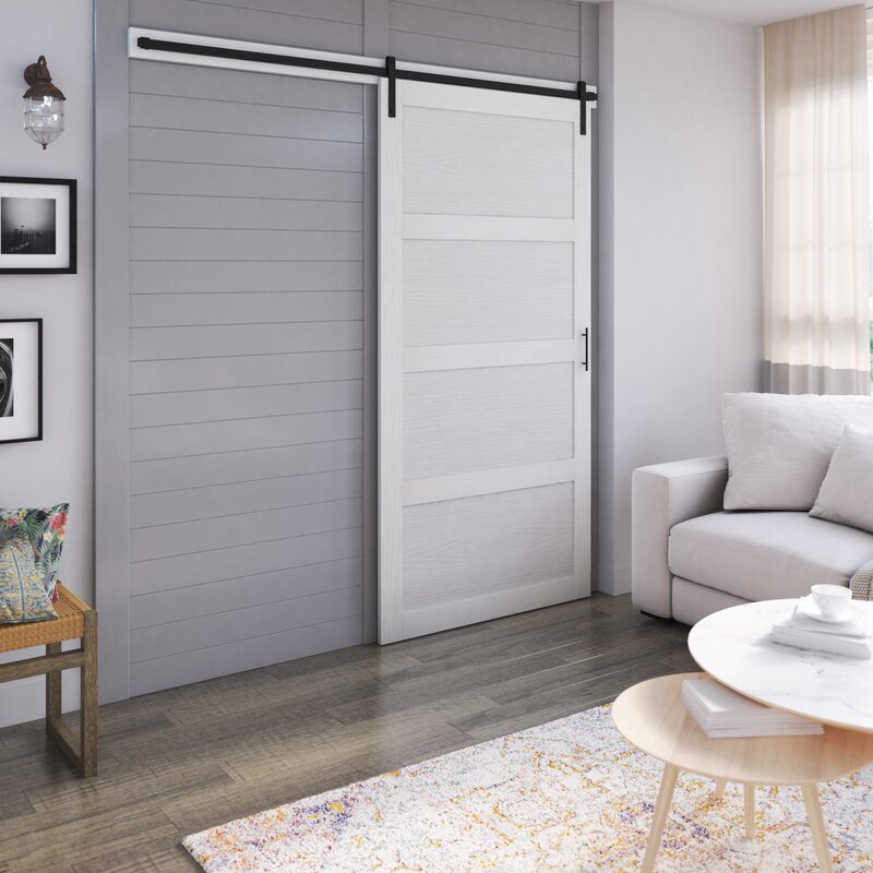 Abhishek Paneled 42” Wood Barn Door with Installation Hardware Kit