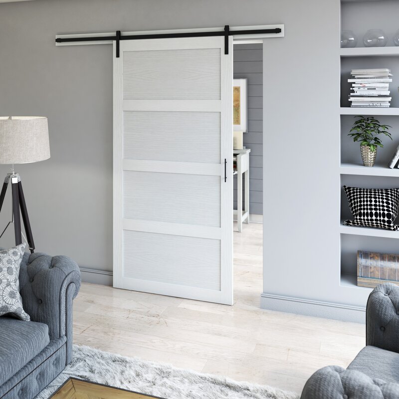 Abhishek Paneled 42” Wood Barn Door with Installation Hardware Kit