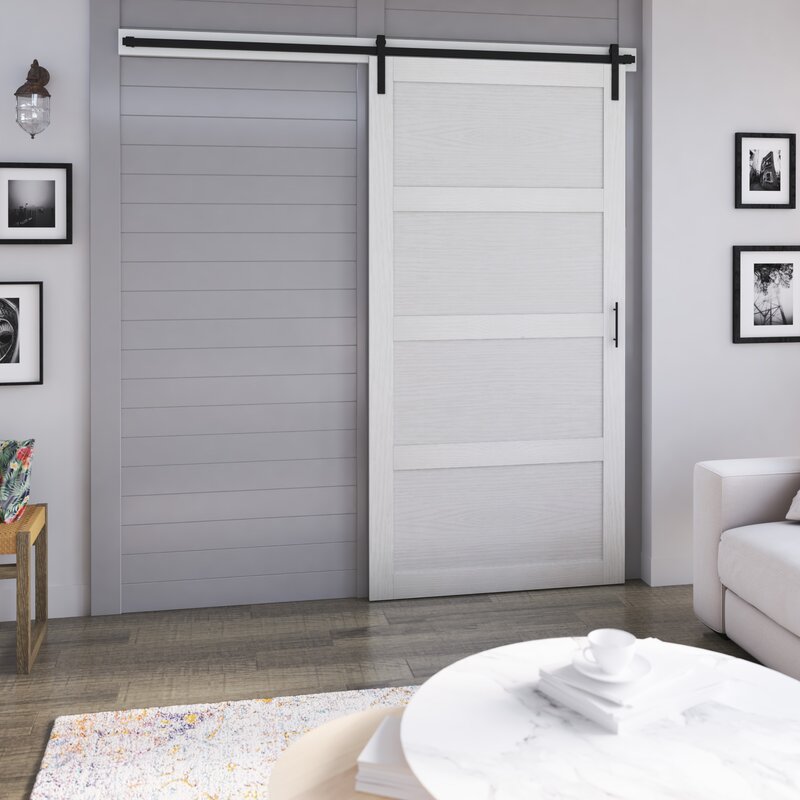 Abhishek Paneled 42” Wood Barn Door with Installation Hardware Kit