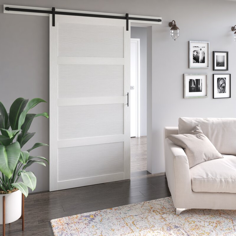 Abhishek Paneled 42” Wood Barn Door with Installation Hardware Kit