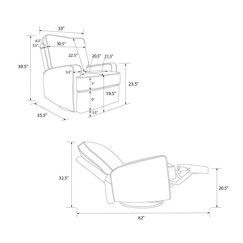 Abingdon Swivel Reclining Rocking Chair Glider CA528