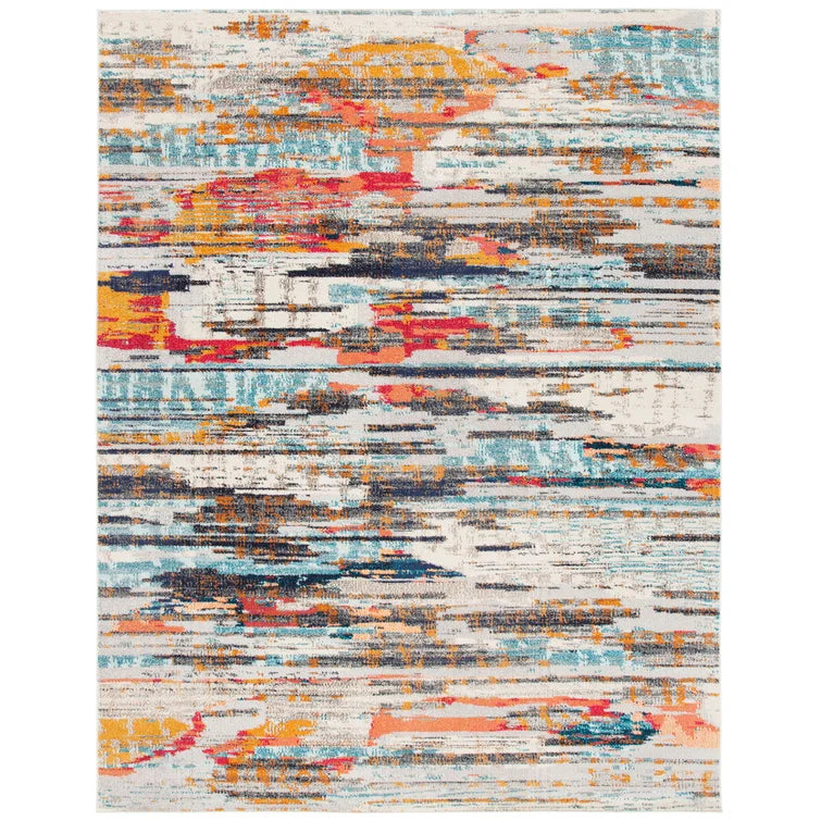 Abingt Abstract Area Rug in Ivory/Multi, Rectangle 12' x 15'
