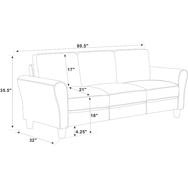 Abisan 80.5'' Flared Arm Curved Sofa CYB829