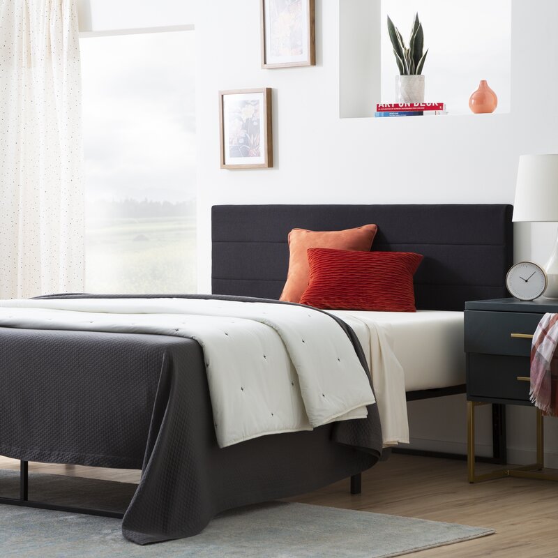 Abrham Upholstered Panel Headboard, Black - Queen (#K4109)