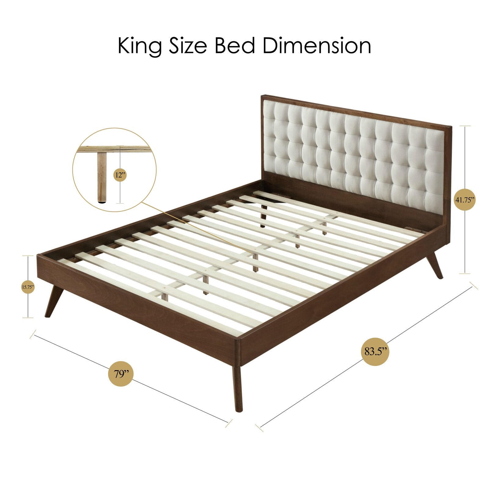Abril tufted solid wood and upholstered low profile platform bed cheap