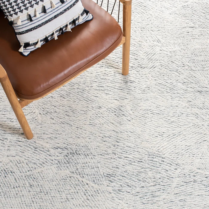 Abstract Handmade Tufted Wool Area Rug in Dark Gray/Ivory, Runner 2'3" x 8'