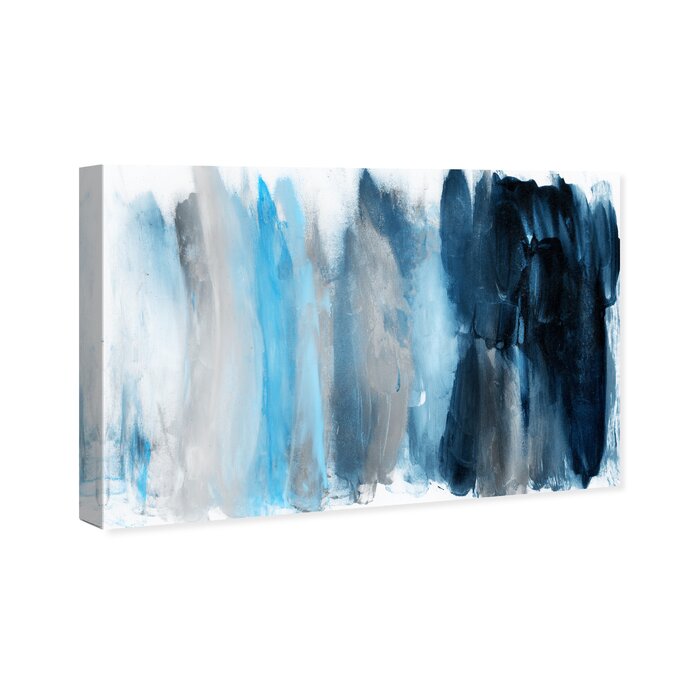 10" H x 15" W Abstract Parque Del Retiro Azule, Modern & Contemporary Blue - Painting on Canvas