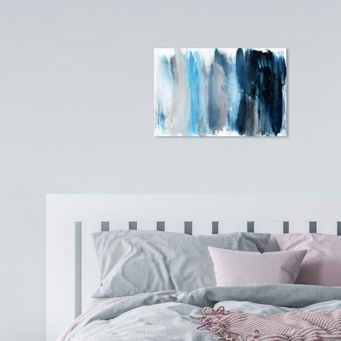 10" H x 15" W Abstract Parque Del Retiro Azule, Modern & Contemporary Blue - Painting on Canvas