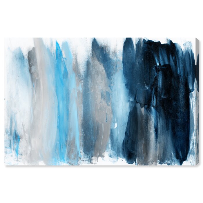 10" H x 15" W Abstract Parque Del Retiro Azule, Modern & Contemporary Blue - Painting on Canvas
