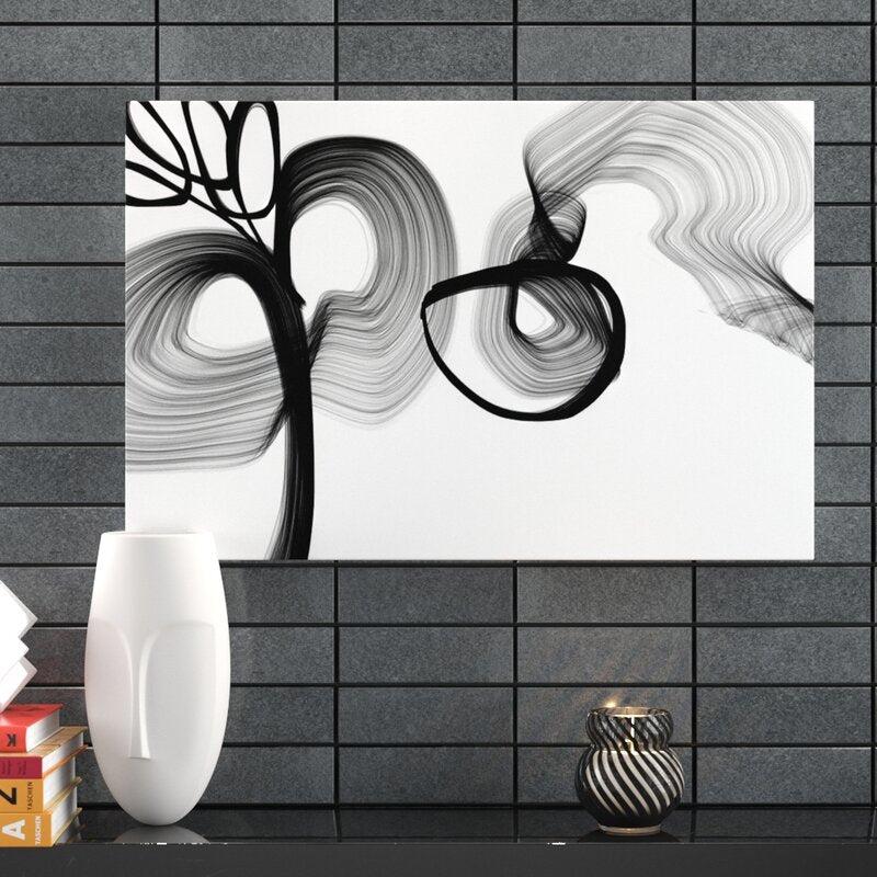 Abstract Poetry In Black And White 108 by Irena Orlov - Graphic Art on Canvas, 24" H x 36" W x 2" D