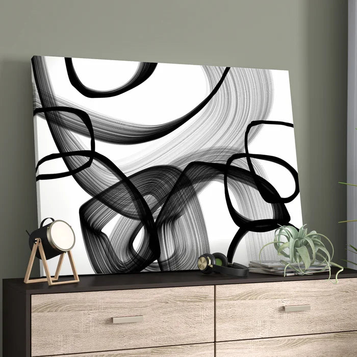Abstract Poetry In Black And White 91 by Irena Orlov - Wrapped Canvas Print, 36" H x 48" W x 2" D