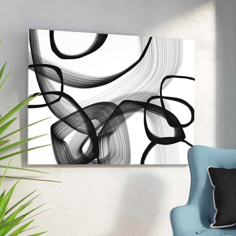 Black and White Floater Frame Graphic Art Print on Canvas EJ658