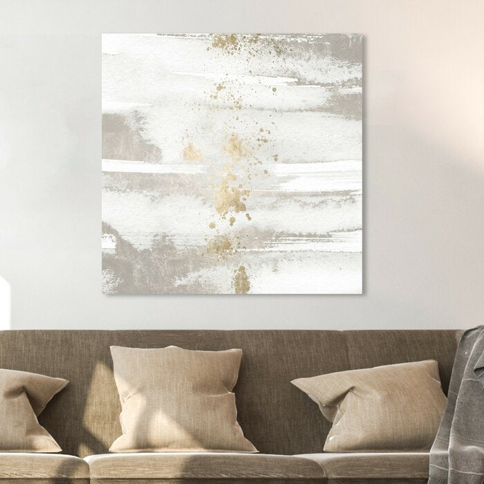 'Abstract Sun and Rain' Wrapped Canvas Graphic Art Print - 43" x 43" (#K5620)
