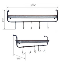 Load image into Gallery viewer, Acantha Galvanized Wall Mounted Coat Rack.  # 9001
