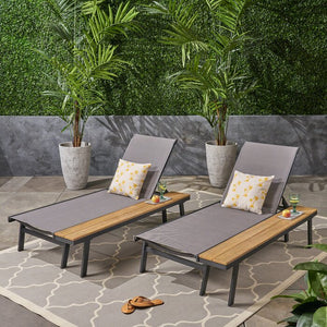 Set of 2 - Achillee Sun Lounger Set with Table (#755)