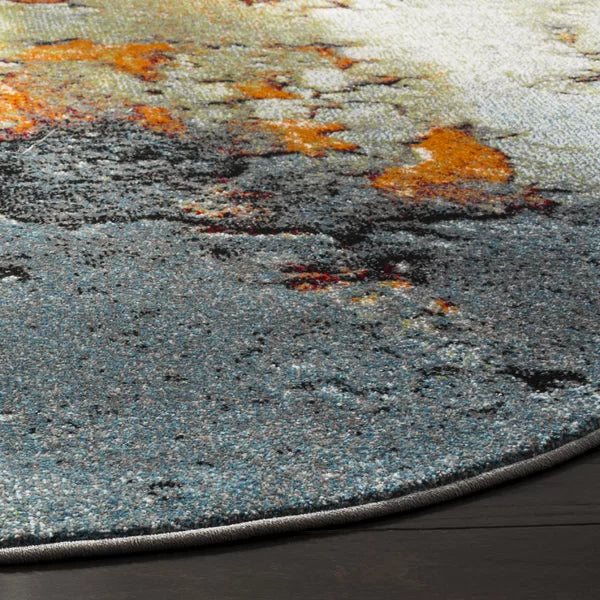 Acord Abstract Area Rug in Blue round 8'