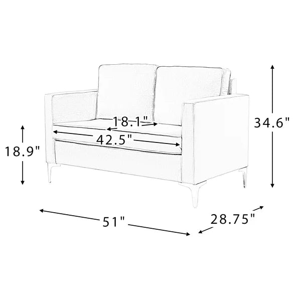 Adalynn 51'' Velvet Square Arm Loveseat