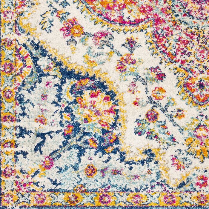 Adeliza Machine Woven / Power Loomed Performance Gray/Orange/Pink Rug, Rectangle 9' x 12'6"
