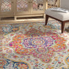 Adeliza Machine Woven / Power Loomed Performance Gray/Orange/Pink Rug, Rectangle 9' x 12'6