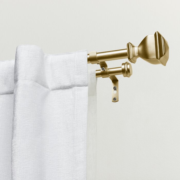 36"-72" Gold Adjustable 3.4" Double Curtain Rod