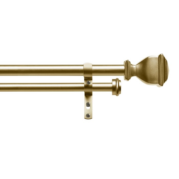 36"-72" Gold Adjustable 3.4" Double Curtain Rod