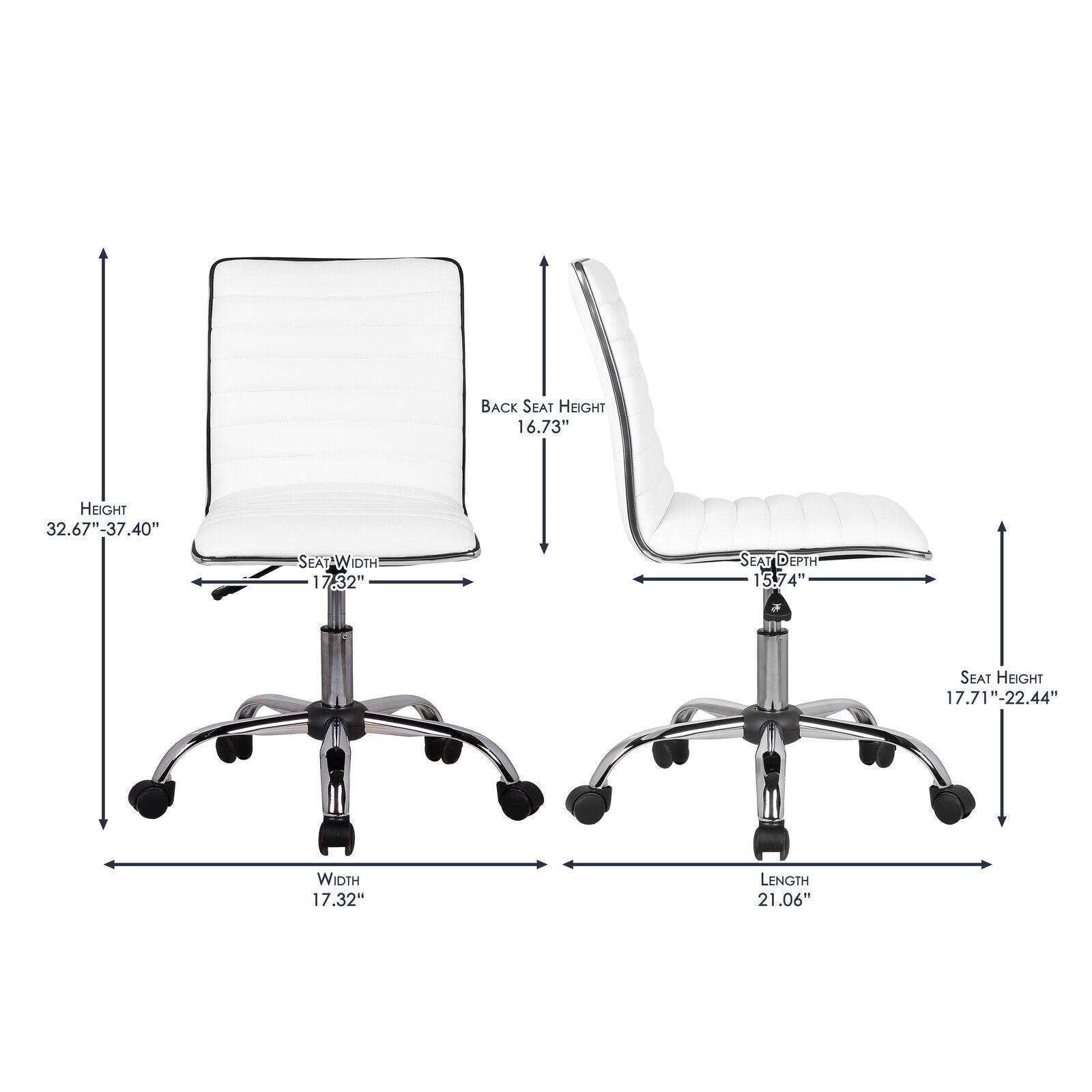 White Adjustable Mid-Back Task Chair K6857