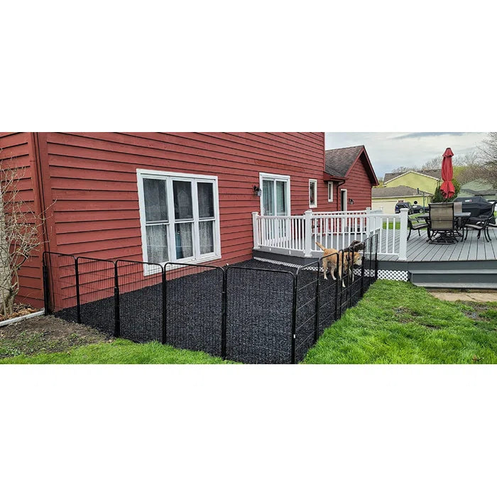 31.5" H Silver Black Adjustable Portable Barrier Exercise Dog Pen