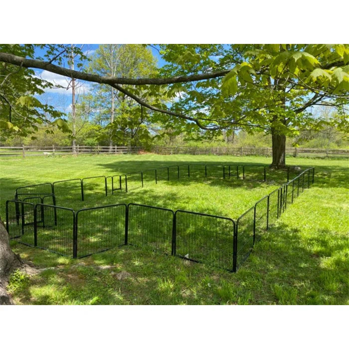 31.5" H Silver Black Adjustable Portable Barrier Exercise Dog Pen