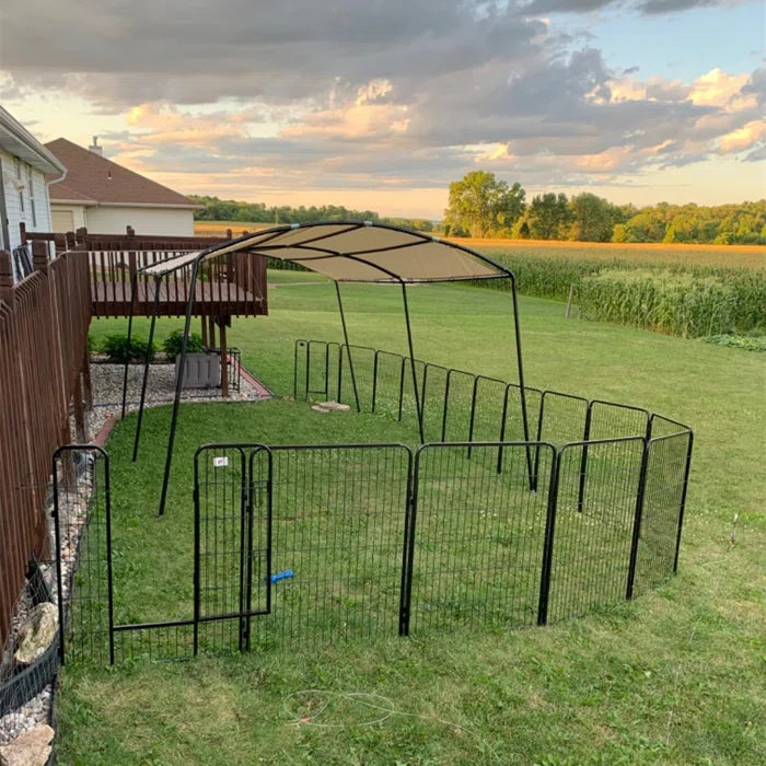 31.5" H Silver Black Adjustable Portable Barrier Exercise Dog Pen