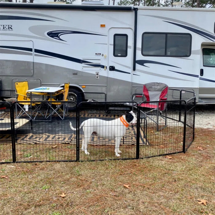 31.5" H Silver Black Adjustable Portable Barrier Exercise Dog Pen