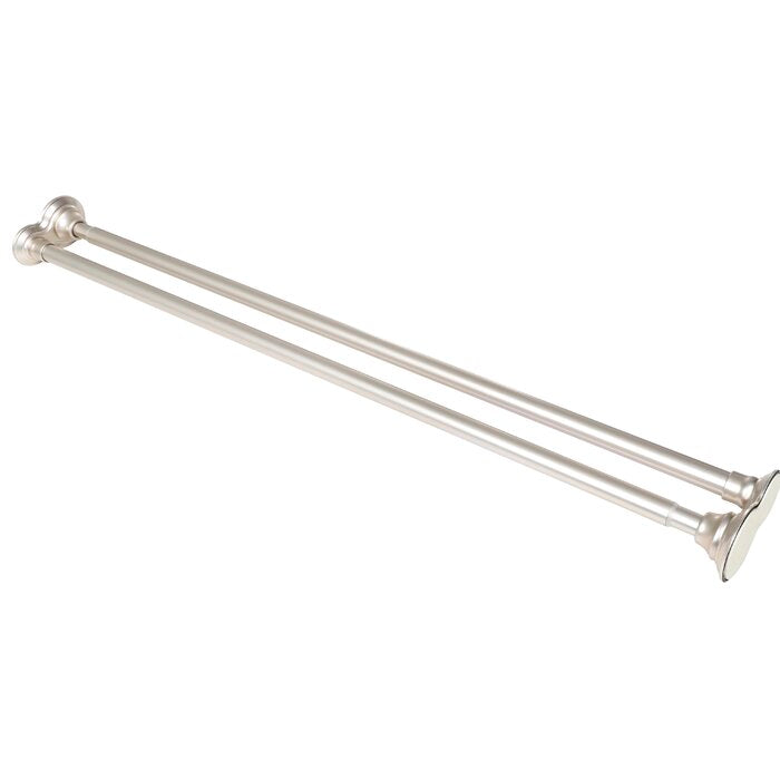 Adjustable Straight Tension Shower Curtain Rod & Hook Set