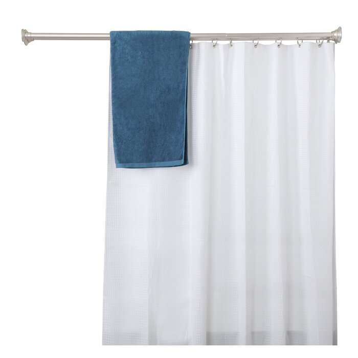 Adjustable Straight Tension Shower Curtain Rod & Hook Set