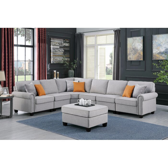 Adna 121.1" Wide Reversible Modular Corner Sectional with Ottoman