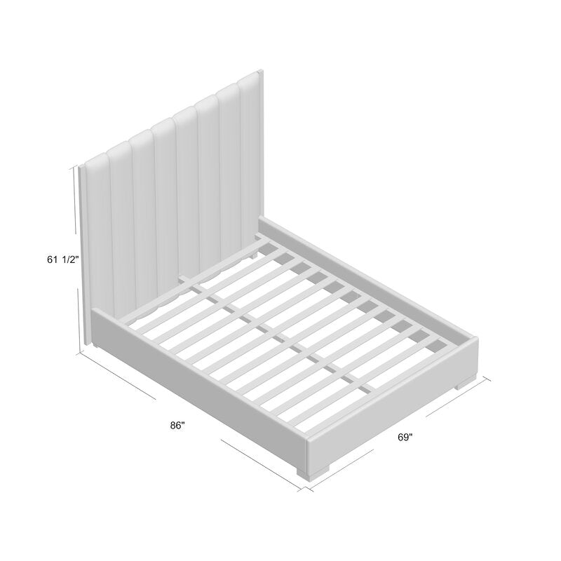 Queen Cream Aeliana Velvet Upholstered Platform Bed CL435
