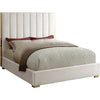 Queen Cream Aeliana Velvet Upholstered Platform Bed CL435