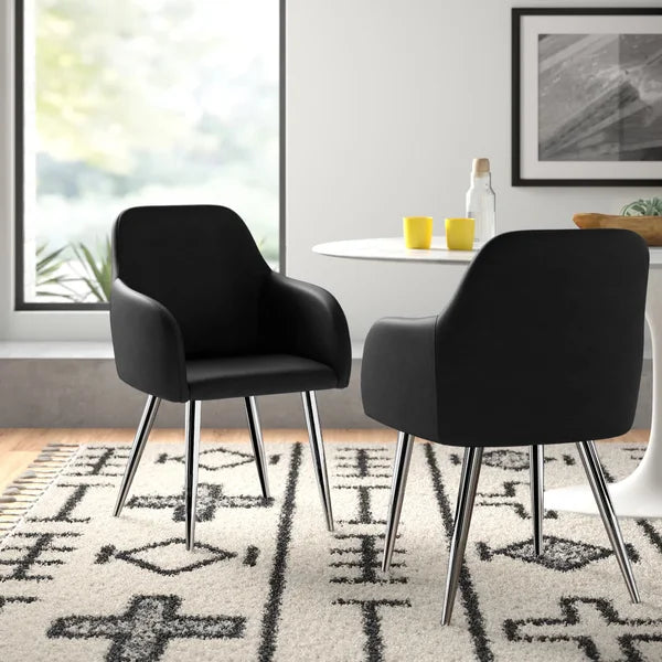 Black Agostini Upholstered Arm Chair (Set of 2)