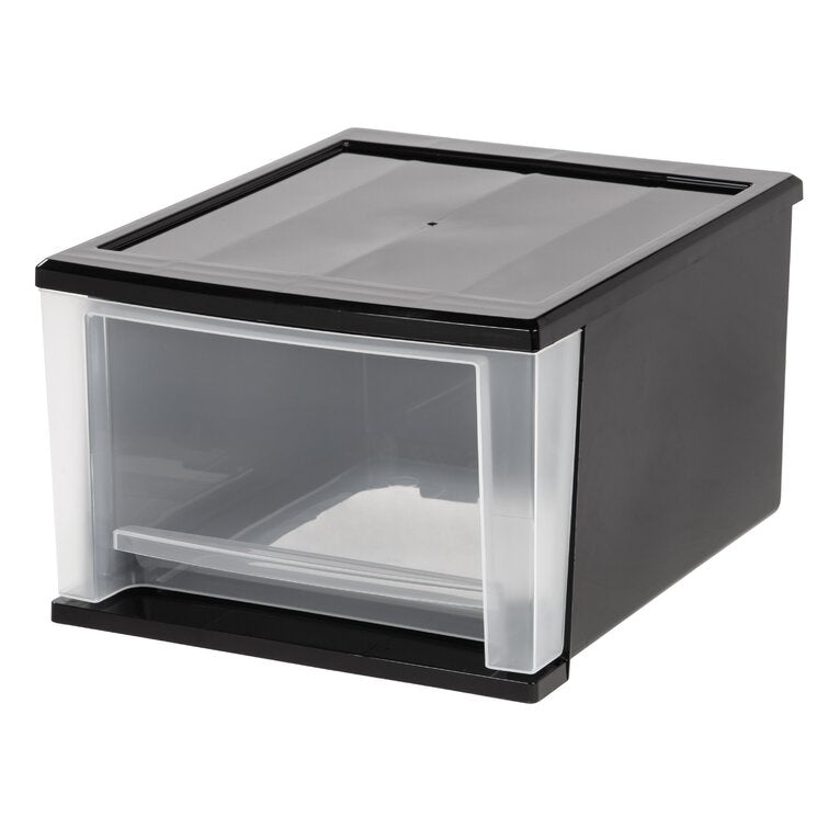 Black Aguiar Stacking Plastic 12.05" Storage Drawer MG348