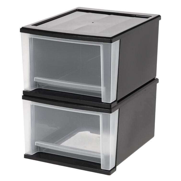 Black Aguiar Stacking Plastic 12.05" Storage Drawer MG348